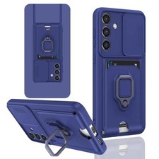 Étui de téléphone en silicone avec porte-carte magnétique coulissant...
