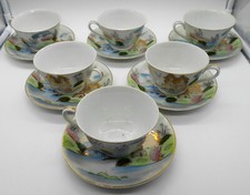 SERVICE DE 6 GRANDES TASSES & SOUS TASSES EN PORCELAINE DU JAPON KUTANI CHINA