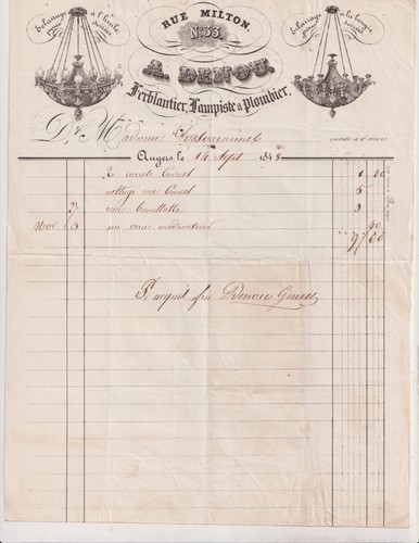Septembre 1848 facture - septembre,