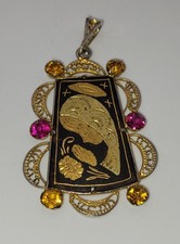 Bijou Vintage Pendentif Or De Tolède Damascène La Vierge - Strass #M# G4