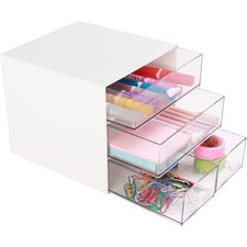 Boîte de rangement de bureau, de maquillage avec 4 tiroirs, en plastique pour...