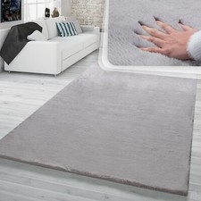 Tapis Shaggy Salon Gris Poils Longs Imitation Fourrure Chambre Doux Robuste