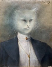 Portrait Femme Chat 1900