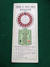 Monaco Monte Carlo Casino Roulette Carte vierge ancienne Fascicule en 2 parties