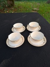 Villeroy & Boch Mettlach 4 Tasses & 4 Soucoupes Dorées – Décor n°9001 – Saar...