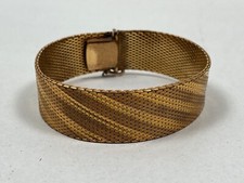Ancien Bracelet Femme Plaqué Or Plat Design 1960/1970 Vintage