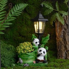 Statue de Jardin Panda En Résine avec éclairage Solaire, Décoration