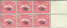 Madagascar 1942 n°TA20 Palais royal France libre 10c Bloc horizontal de 6 (**)