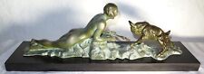 Sculpture Art Déco signée LIMOUSIN nude woman goat statue