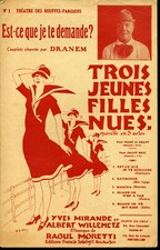 PARTITION de MUSIQUE "Est-ce que je te demande?, DRANEM, 3 jeunes filles nues