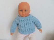 vetement pour poupée corolle 52 cm 1  pull-over a torsades bleu  NEUF fait main