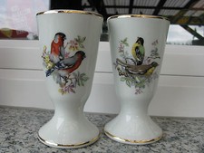 2 MAZAGRANS PORCELAINE LIMOGES Décor OISEAUX SUR BRANCHE Filet or 13,5 cm