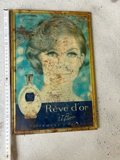 présentoir Rare Plaque Tôles Parfum Lithographié « Rêves D’or » LT PIVER P230