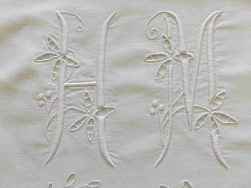 Drap brodé lin mono h - en, lin,