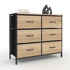 Commode 6 tiroirs en tissu UTAH 80 cm meuble de rangement design industriel