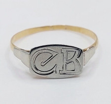 Chevalière art deco or 18k gravée des initiales "CB" (circa 1950)