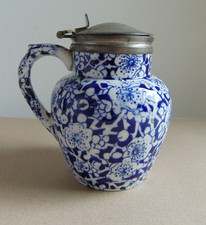 Moutardier ancien faïence couvercle étain