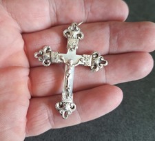 pendentif en argent massif, nacre, religieux, croix, Jésus Christ
