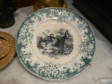 ANCIENNE ASSIETTE FAIENCE DE GRIGNY DM & CIE OPAQUE MOIS DE MARS 