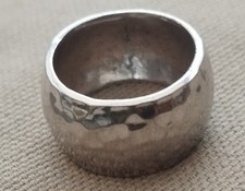Ancienne Bague En Argent Massif 925 Jonc Alliance Anneaux Créateur Martelé 