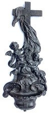 SCULPTURE FONTAINE CHÉRUBINS ANGES ENRÔLÉS À LA CROIX CHERUBS ENROLLED ON CROSS
