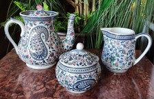 Ancien Ensemble 3 Pièces Théière Sucrier Pot à lait Gien modèle cachemire