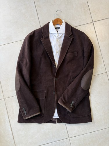 Brown cotton blazer leather - cotton,