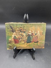 Tableau huile sur toile Théophile Louis Deyrolle scène bretonne Bretagne danse