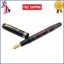 VINTAGE CONWAY STEWART DURO FOUNTAIN PEN RED MARBLE 14K GOLD MEDIUM NIB ENGLAND