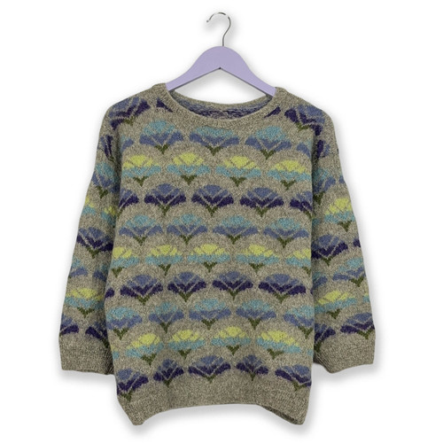 Pull vintage gris bleu à - gris,