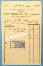 ● Claverie & Campagnolle PAU 1926 Distillerie à vapeur - facture à Gaston Dudoy