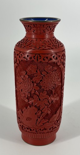 Vase chinois laque cinabre - vase,