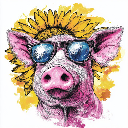 Autocollant mural cochon avec