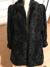 Manteau 3/4Astrakan col/tour de manches Vison Vintage Noir Taille 42/44