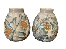 rare paire de vases en  céramique décor de pin   ELCHINGER et fils  ALSACE