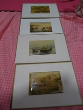 lot= 4 miniatures émaillées =les barques=  déco boutique marine ou maison plage 