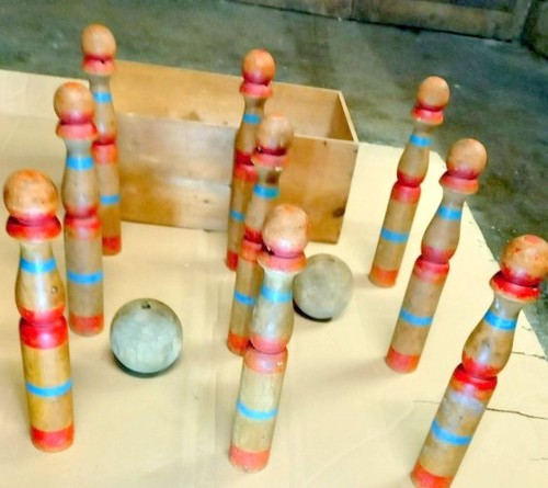 Jeu quilles ancien 37 cm - quilles,