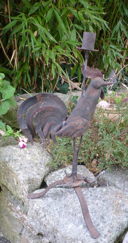 Bougeoir coq fer forgé - au,