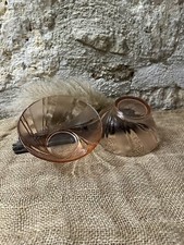 2 bols Vereco, en verre rose, effet torsadé, vintage des années 70