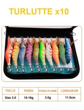 10 Turluttes 15 gr 11.5 cm Fluorescentes - Idéal pour la Pêche aux Calamars