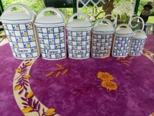 6 Pots à Epices Condiments Ditmar Urbach Frères Modèle Caro Art Déco Orange Bleu