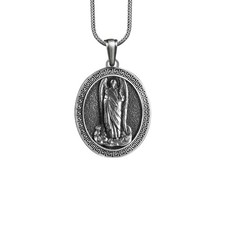 Collier Saint Raphaël Archange Argent Sterling Pendentif Ovale Cadeau Religieux