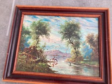 tableau peint huile paysage de