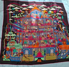 Foulard Carré Hermes La Maison des Carrés Pierre Marie Silk 90cm Neuf avec boite