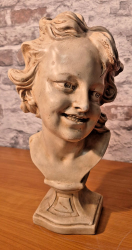 Sculpture buste enfant rieur - sculpture,