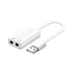 Carte Son Externe USB vers Jack 3.5mm Audio et Microphone Son de Qualité Blanc