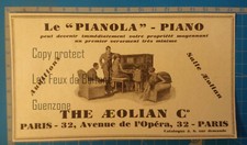 PIANOLA PIANO AEOLIAN PARIS   publicité 1930 advert print