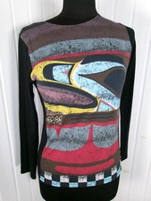 Top TEE shirt noir coloré 38 DEGRE 7 COLORS manches longues