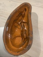 Ancien moule en terre cuite vernissée, forme Agneau  Alsace , XIXème (40)