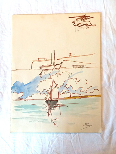MARINE  AQUARELLE ORIGINALE